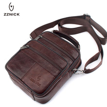 Load image into Gallery viewer, ZZNICK 2019 Genuine Cowhide Leather Shoulder Bag Small Messenger Bags Men Travel Crossbody Bag Handbags New Fashion Men Bag Flap